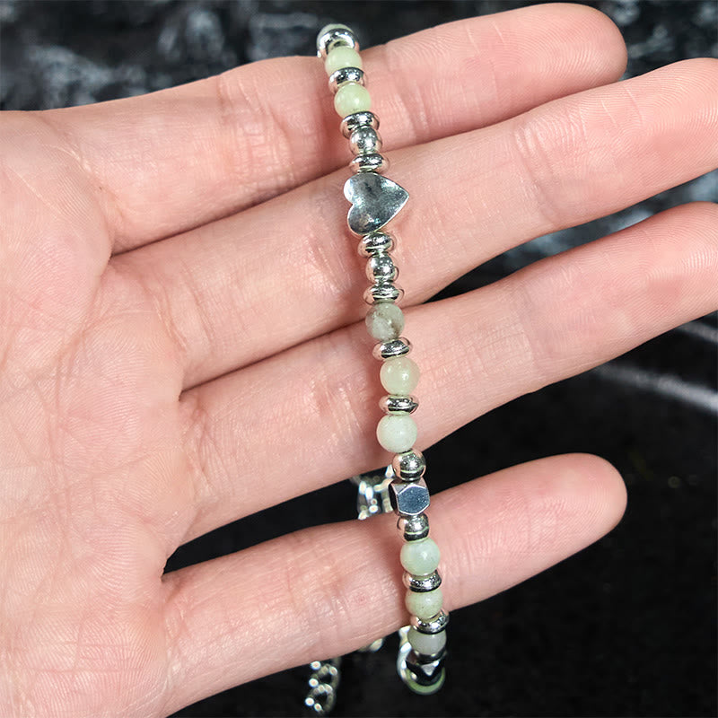 KarmaRipple's Authentic Stone Amazonite Amethyst Lazurite Rose Quartz Heart Positive Balance Bracelet p6