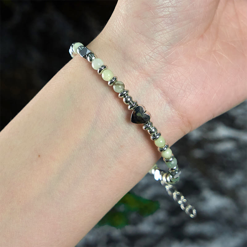 KarmaRipple's Authentic Stone Amazonite Amethyst Lazurite Rose Quartz Heart Positive Balance Bracelet p7