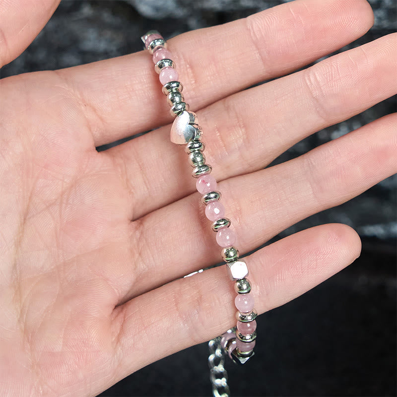 KarmaRipple's Authentic Stone Amazonite Amethyst Lazurite Rose Quartz Heart Positive Balance Bracelet p24