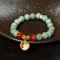 KarmaRipples authentisches grünes Jade-Armband „Om Mani Padme Hum Cyclone Talisman Fortune“ 