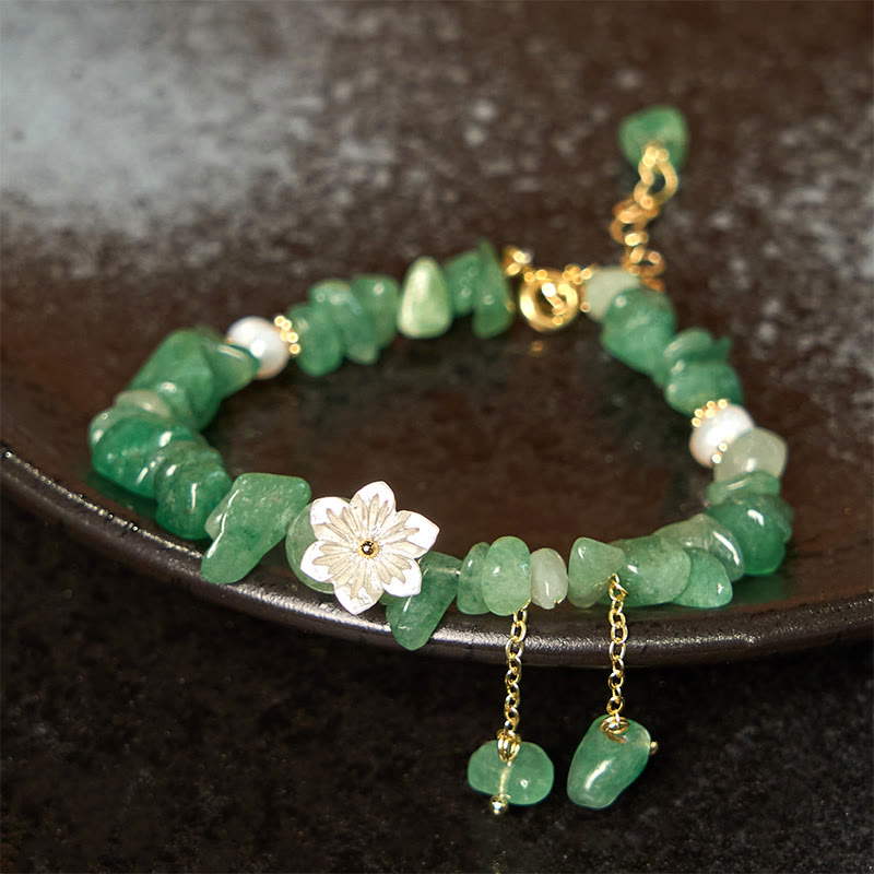 KarmaRipple's Authentic Strawberry Quartz Green Strawberry Quartz Super Seven Gemstone Flower Balancing Bracelet p5
