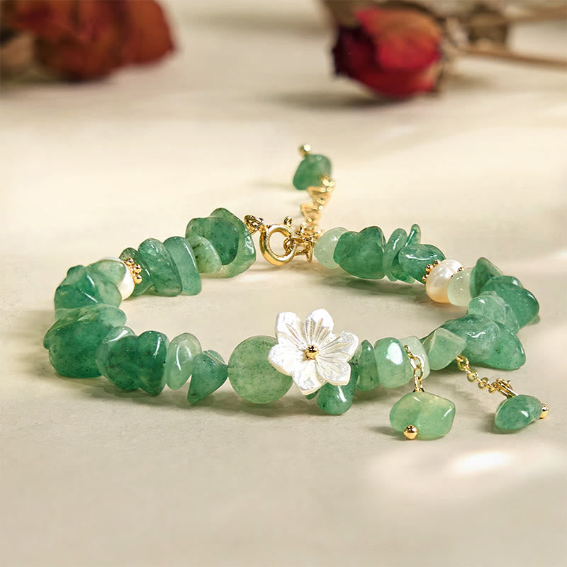 KarmaRipple's Authentic Strawberry Quartz Green Strawberry Quartz Super Seven Gemstone Flower Balancing Bracelet p33
