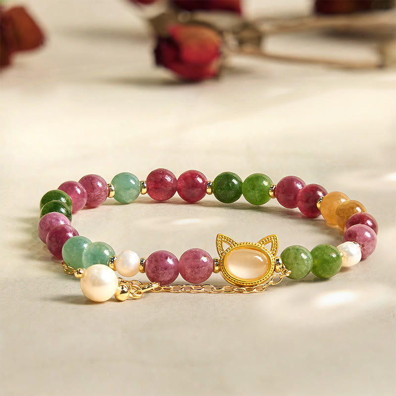 KarmaRipple's Colorful Tourmaline Fortunate Cat Positive Bracelet p3
