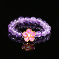 KarmaRipples 3 mm Amethyst-Pfirsichblüten-Ring mit elastischer Schnur