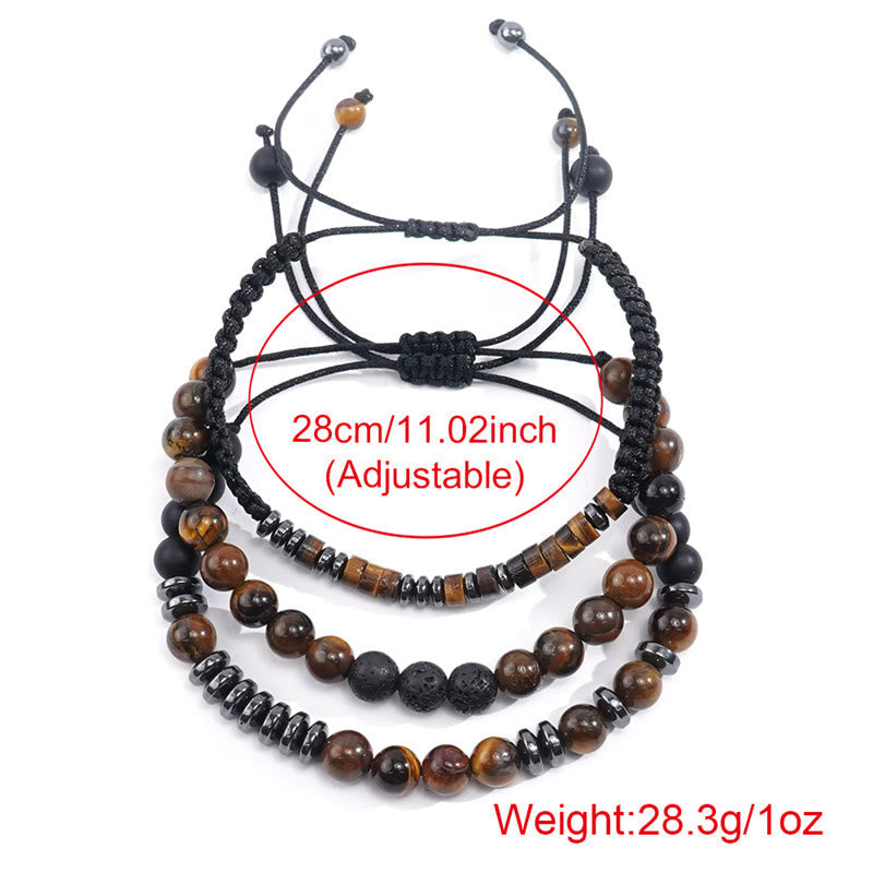 KarmaRipple's 3Pcs Tiger Eye Lava Rock Protection Bracelet Set p11