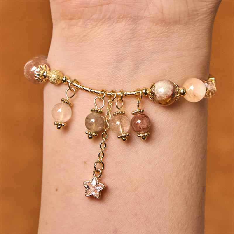 KarmaRipple's Authentic Colored Yellow Rutilated Quartz Four Leaf Clover Star Auspiciousness Bracelet p10