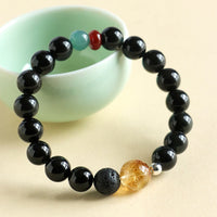 KarmaRipples authentisches Armband aus schwarzem Obsidian mit Perlenstickerei zur Stärkung der Kraft
