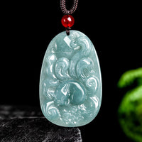 KarmaRipples authentische Halskette mit Glücksbringer-Anhänger aus grüner Jade mit neunschwänzigem Fuchs
