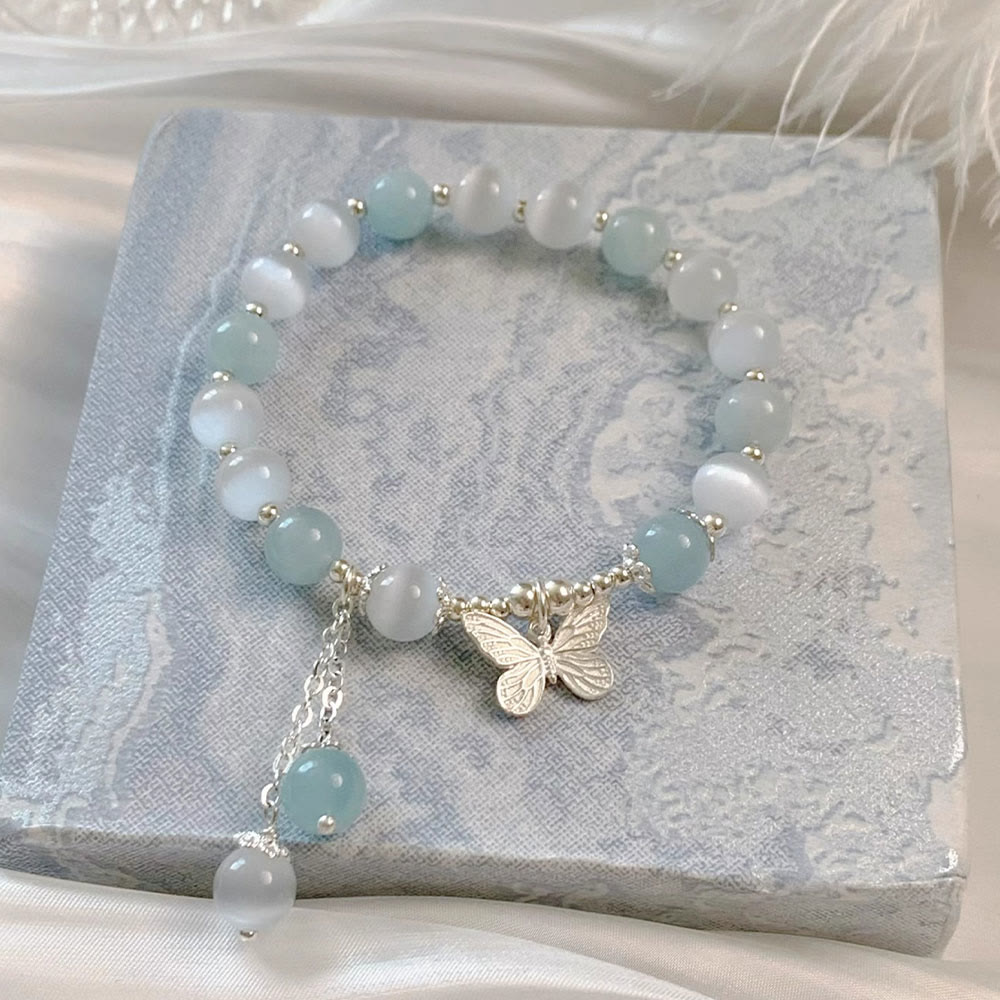 KarmaRipple's Cat's Eye Aquamarine Butterfly Talisman Support Bracelet p12