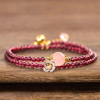 KarmaRipples authentisches Blumen-Granat-Rosa-Edelstein-Doppelwickelarmband „Calm“