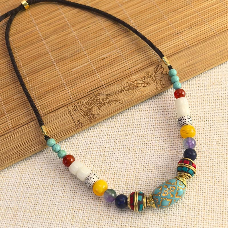 KarmaRipple's Tibetan Handmade Turquoise Beadwork Balance Pendant Necklace p7