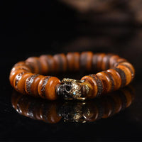 KarmaRipples Vintage-Balancearmband aus tibetischem Kamelknochen und Yakknochen