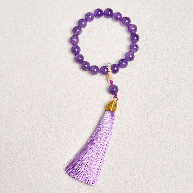 KarmaRipple's Authentic Amethyst Beadwork Meditation Tassels Bracelet p9
