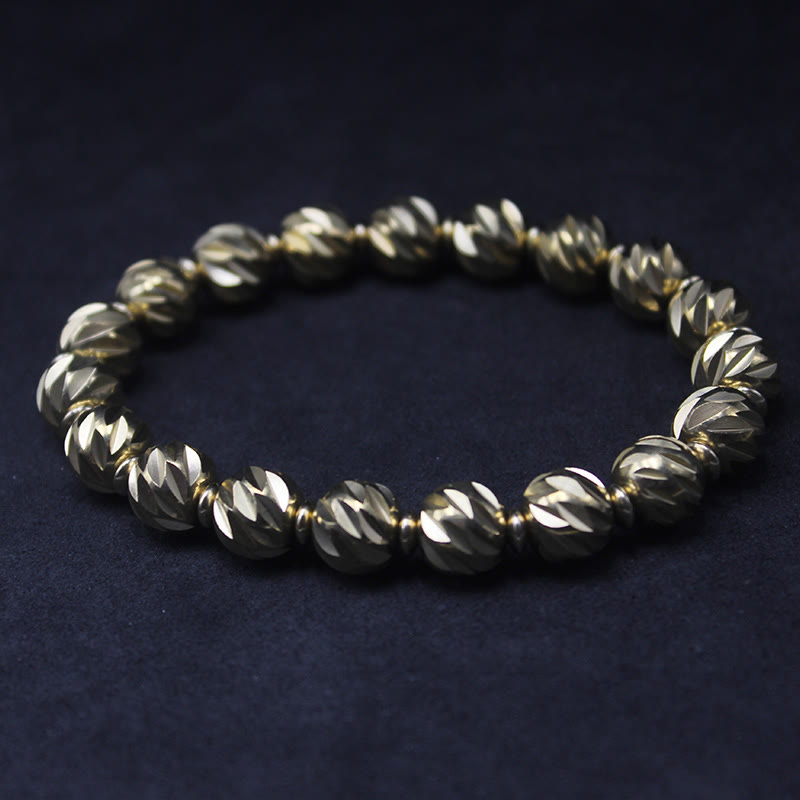 KarmaRipple's Vintage Distressed Knife Carving Pattern Bronze Brass Beadwork Wealth Bracelet p35