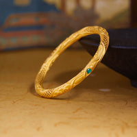 KarmaRipples Segensarmband-Armreif aus 999er Sterlingsilber mit goldenem Blumen-Hohldesign