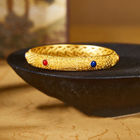 KarmaRipples Schutzarmband aus 925er Sterlingsilber mit goldenen Glückswolken und hohlem Design, 56 mm