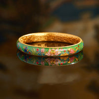 KarmaRipples Reichtumsarmband-Armreif aus 999er Sterlingsilber mit Koi-Fisch und Lotus-Hohldesign, 58 mm
