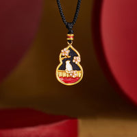 KarmaRipple's Halskette mit Schutzanhänger aus 925er Sterlingsilber mit Pfirsichblüten-Katzenkürbis-Muster