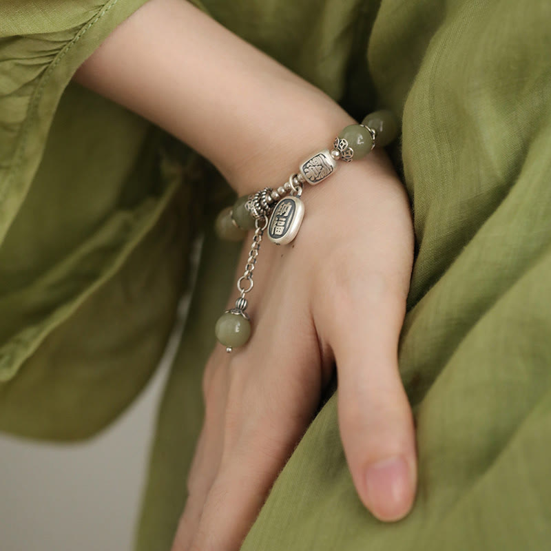 KarmaRipple's 925 Sterling Silver Hetian Jade Beadwork Fortune Bracelet p10