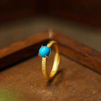 KarmaRipples schlichter, verstellbarer Ring aus türkisfarbener Schutzbronze