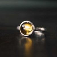 KarmaRipples authentischer verstellbarer Schutzring aus 925er Sterlingsilber mit Citrin