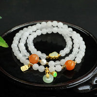 KarmaRipples authentisches mehrschichtiges Jade-Armband mit Peace-Schnalle und Fu-Charakter