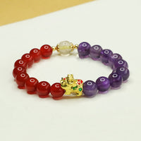 KarmaRipples authentisches Pi Xiu Balance-Armband aus Amethyst und rotem Achat