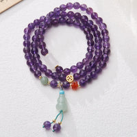 KarmaRipples authentisches Amethyst-Perlenstickerei-Münz-Hänge-Kürbis-Chalcedon-Lotus-Balance-Mehrschicht-Armband