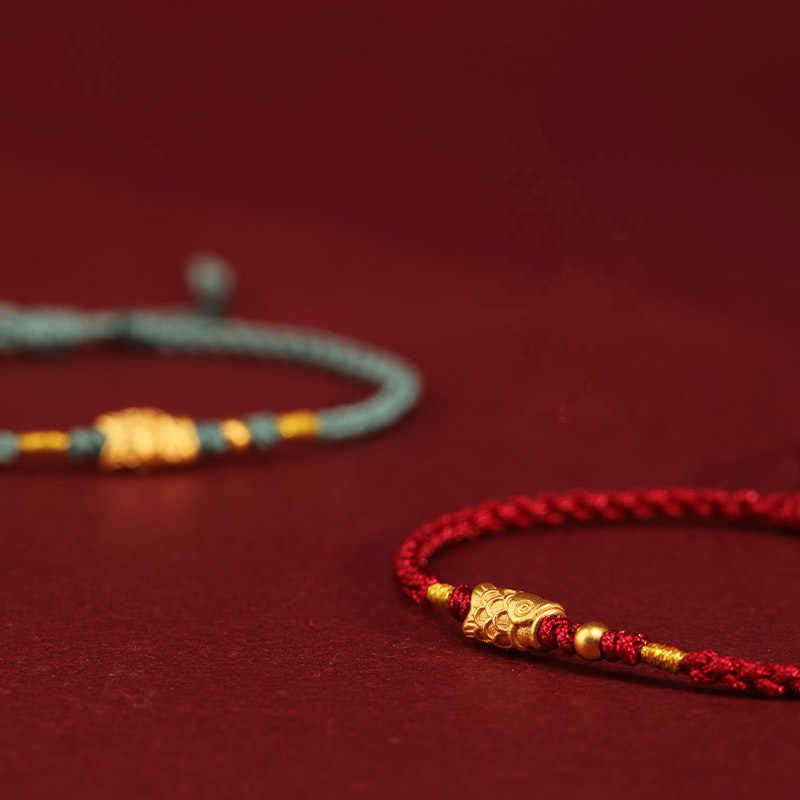 KarmaRipple's 999 Gold Fortune Protection Koi Fish Handmade Woven String Bracelet p16
