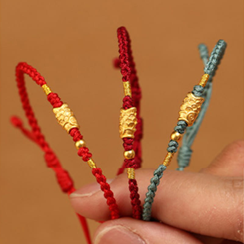 KarmaRipple's 999 Gold Fortune Protection Koi Fish Handmade Woven String Bracelet p13