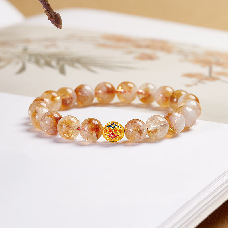 KarmaRipple's 999 Sterling Silver Authentic Citrine Flower Balls Beadwork Protection Bracelet p12