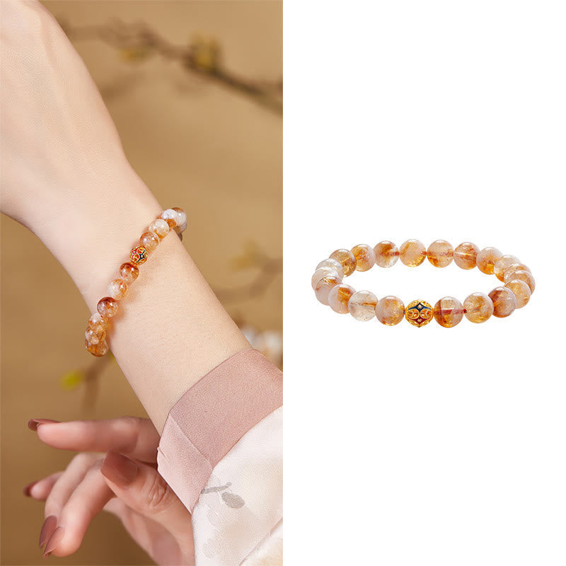 KarmaRipple's 999 Sterling Silver Authentic Citrine Flower Balls Beadwork Protection Bracelet p10