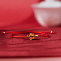 KarmaRipples 999 Sterling Silber Schmetterling Rote Schnur Stärke Armband