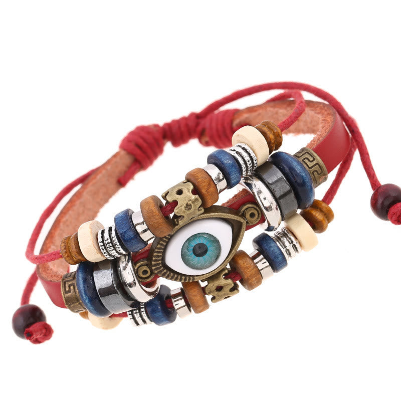 KarmaRipple's Tibetan Evil Eye Leather Adjustable Protection Bracelet p38
