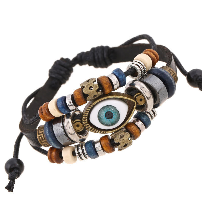 KarmaRipple's Tibetan Evil Eye Leather Adjustable Protection Bracelet p1