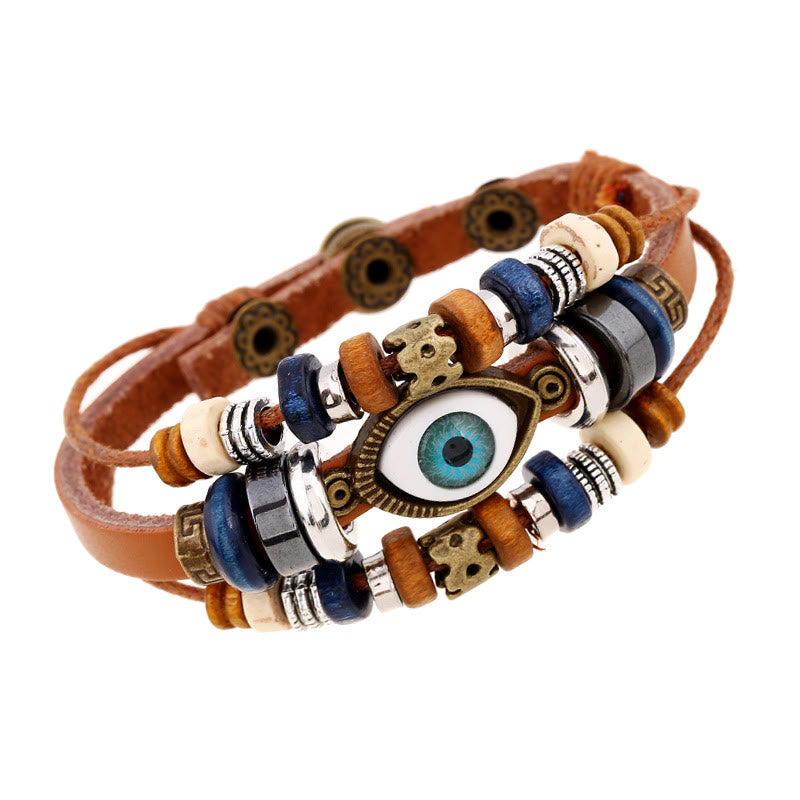 KarmaRipple's Tibetan Evil Eye Leather Adjustable Protection Bracelet p46