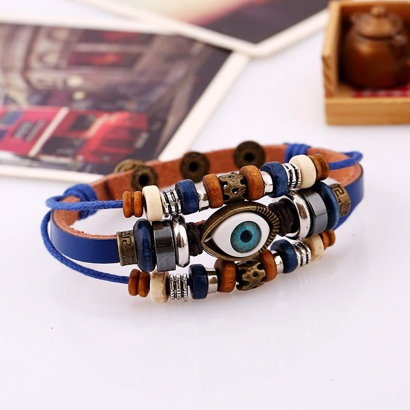 KarmaRipple's Tibetan Evil Eye Leather Adjustable Protection Bracelet p33