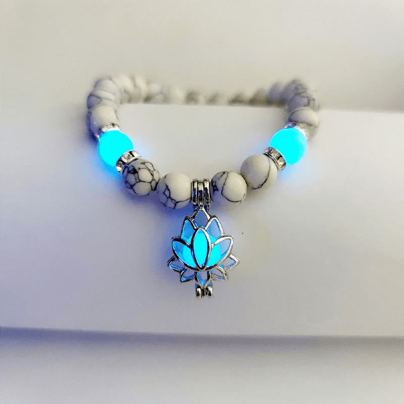 KarmaRipple's Tibetan Turquoise Glowstone Luminous Bead Lotus Protection Bracelet p40