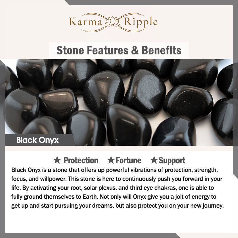 KarmaRipple's Frosted Cut Surface Black Onyx Topaz Beadwork Double Wrap Protection Bracelet p6