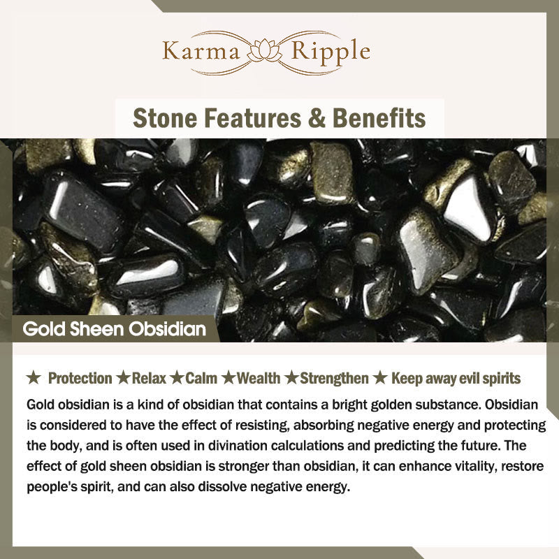 KarmaRipple's Gold Sheen Obsidian Lava Rock Red Agate Protection Bracelet p6