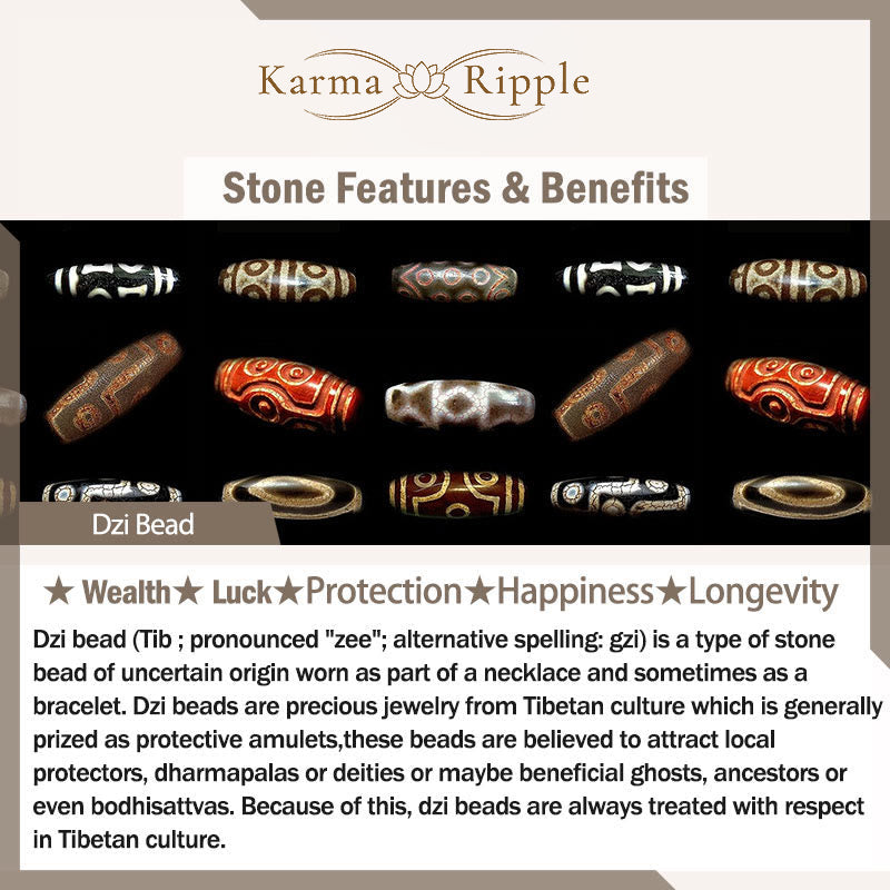 KarmaRipple's Tibetan Nine-eye Dzi Bead Authentic Sandalwood Ivory Cat's Eye Agate Power Protection Bracelet p13