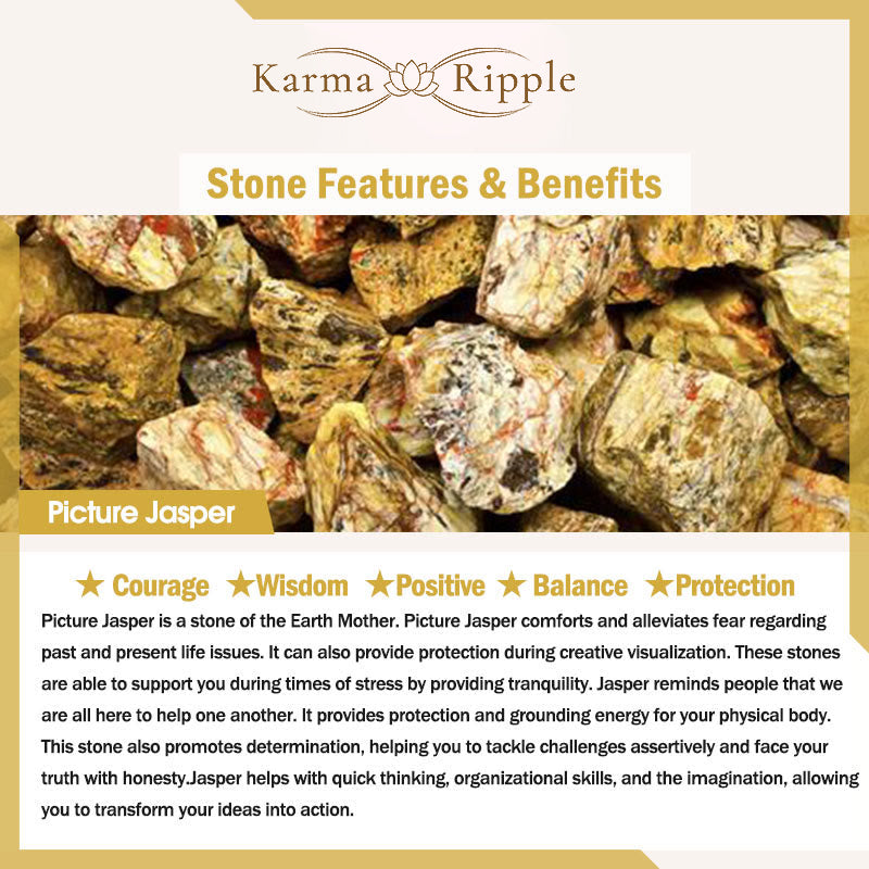 KarmaRipple's 108 Beadwork Picture Jasper Mala Lotus Courage Bracelet p8