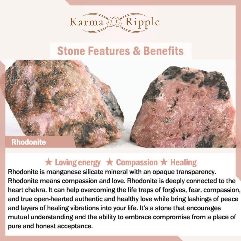 KarmaRipple's 108 Mala Beadwork Rhodonite Rose Quartz Tassel Balancing Bracelet p12