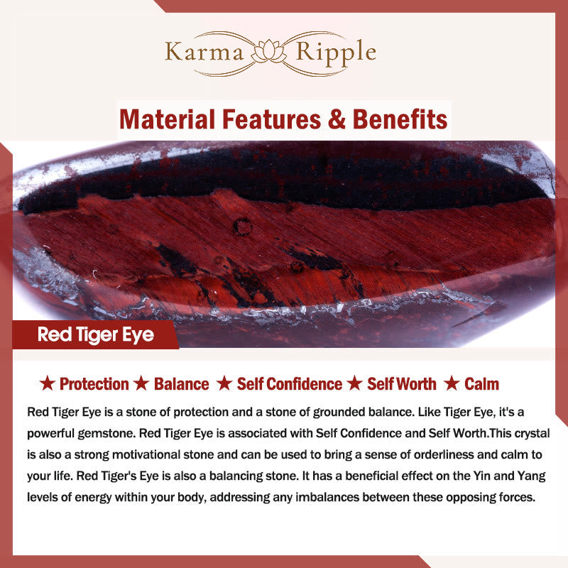 KarmaRipple's Rose Red Tiger Eye Fu Character Courage Bracelet p8