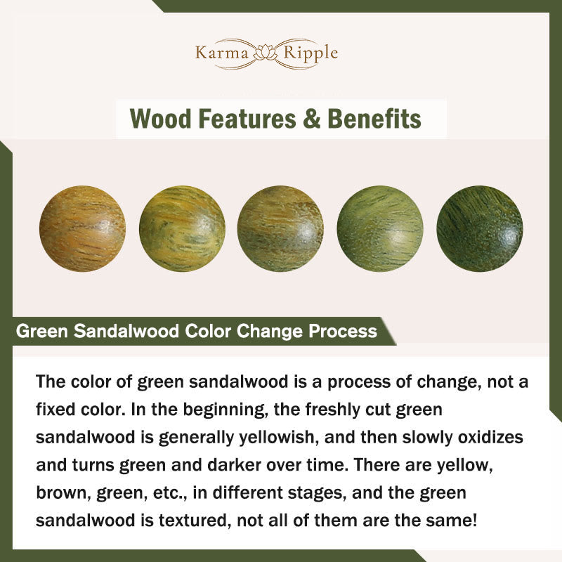 KarmaRipple's Ebony Wood Green Sandalwood Cute Cat Peace Bracelet p9