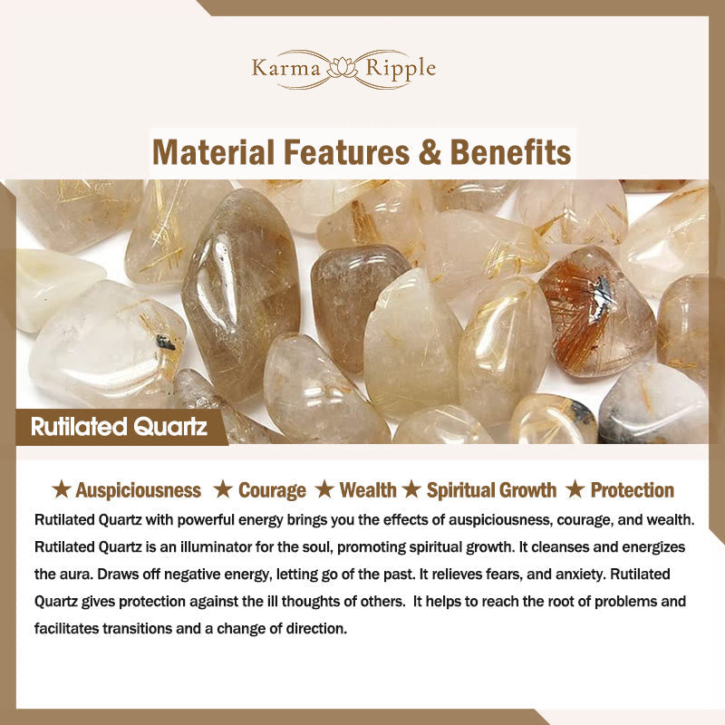 KarmaRipple's 14K Gold Plated Golden Rutilated Quartz Wealth Bell Fortunate Fortune Talisman Bracelet p11