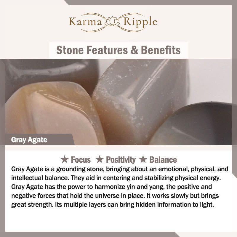 KarmaRipple's Tibet 108 Mala Beadwork Bodhi Seed Bagua Vajra Dzi Bead Gray Agate Wealth Bracelet p22