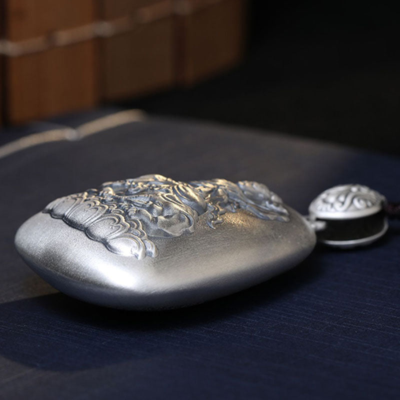 KarmaRipple's 999 Sterling Silver Chinese Zodiac Natal Buddha Heart Sutra Engraved Protection Pendant Necklace p14