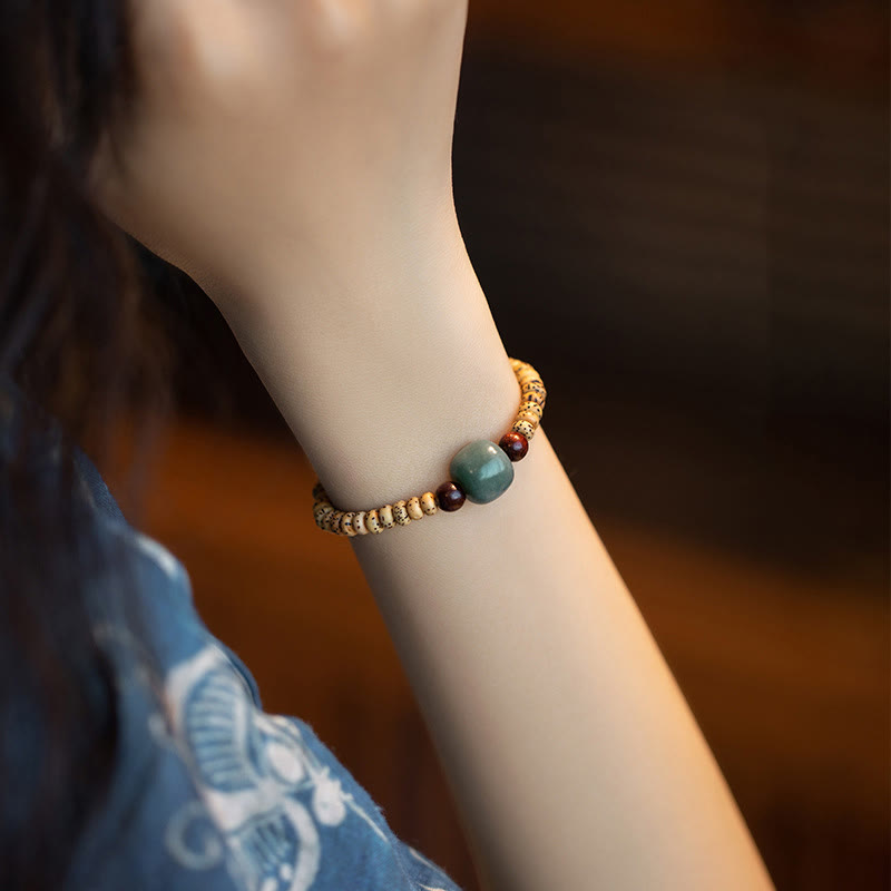 KarmaRipple's Bodhi Seed Small Leaf Red Sandalwood Wisdom Bracelet p5