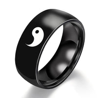 KarmaRipples Yin-Yang-Balance-Paarring aus Titanstahl